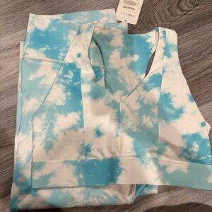 Fabletics Blue and White Tie-Dye Set